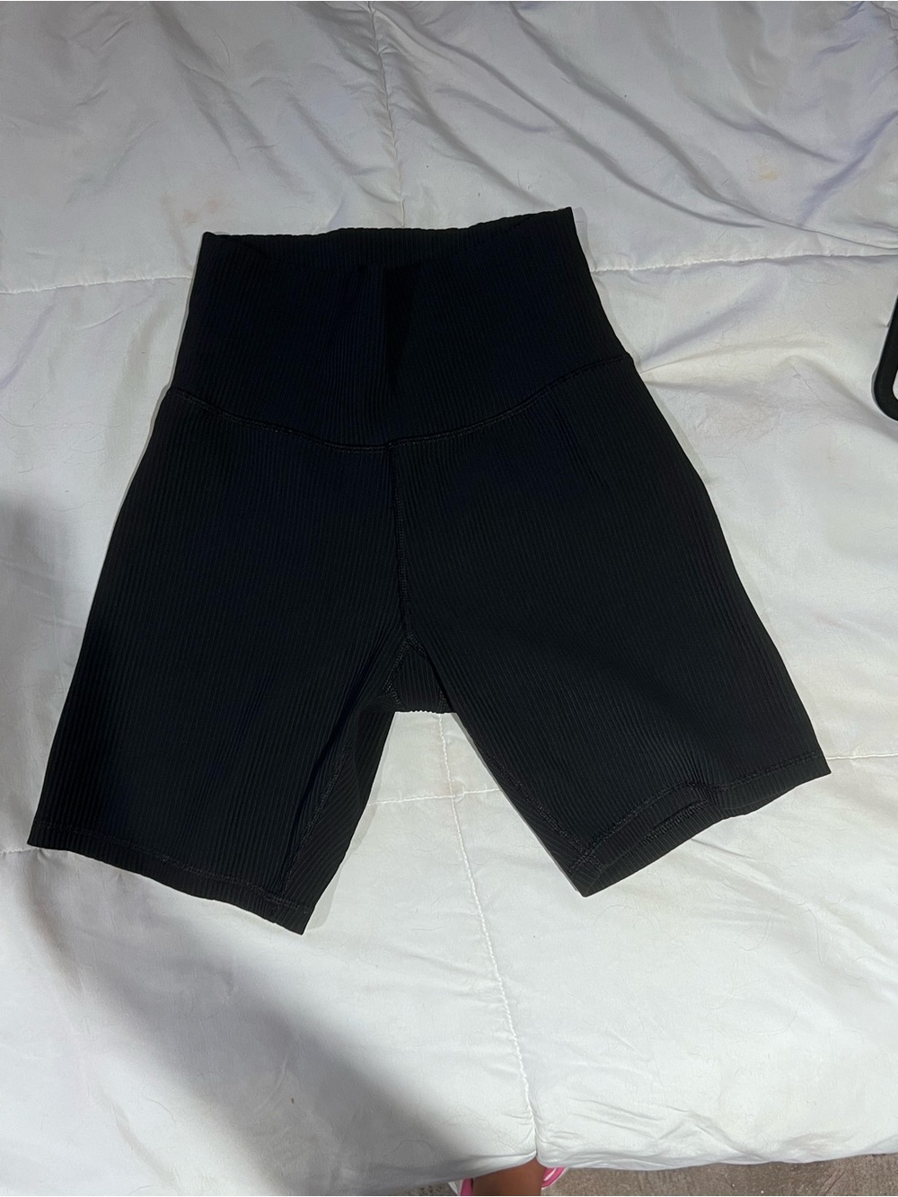 Champion Black Ribbed High-Waist Bike Shorts